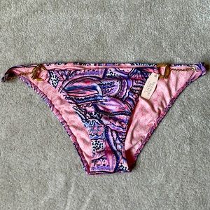 Victoria’s Secret pink and gold toggle bikini bottoms size medium NWT